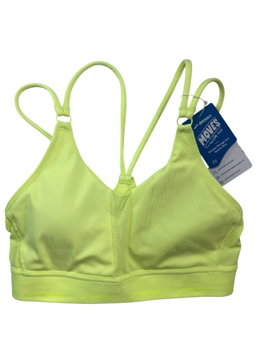 Brooks Plunge 3.0 XS Sports Bra Neo Yellow Medium Active Support Size XS NWT